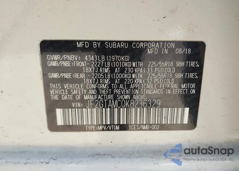 2019 Subaru Crosstrek 2.0I Limited from USA, damaged, VIN JF2GTAMC0K8236329